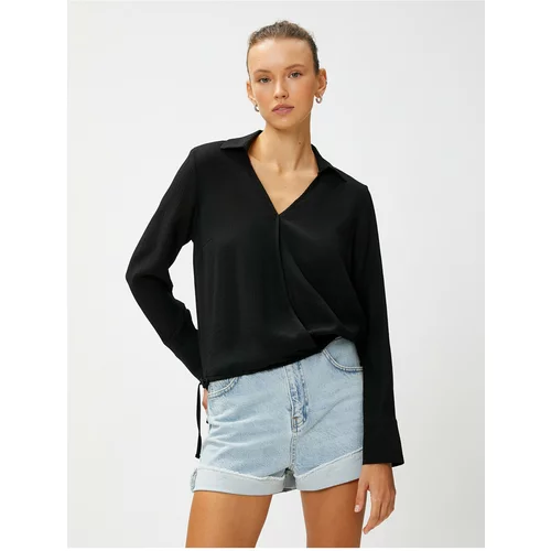Koton Shirt Collar Blouse with Wrapped Long Sleeves
