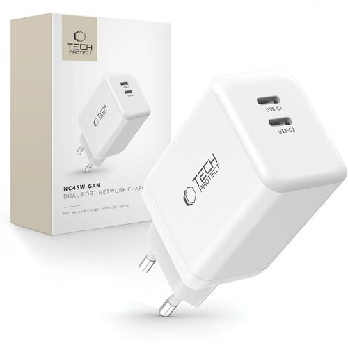 TECH-PROTECT 2-PORTNI OMREŽNI POLNILEC PD45W USB-C ZA IPHONE X 11 12 13, (21974812) Cene