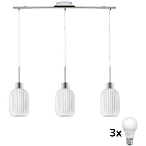  LED luster na sajli HARMA 3xE27/60W/230V mat hrom/bela Cene