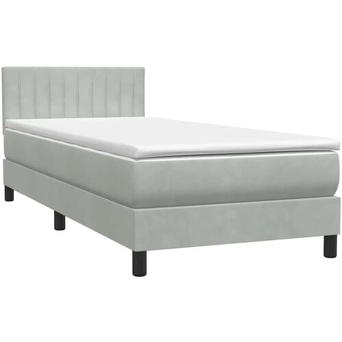 Box Spring krevet s madracem i LED svijetlo sivi 80x220 cm samt Slike