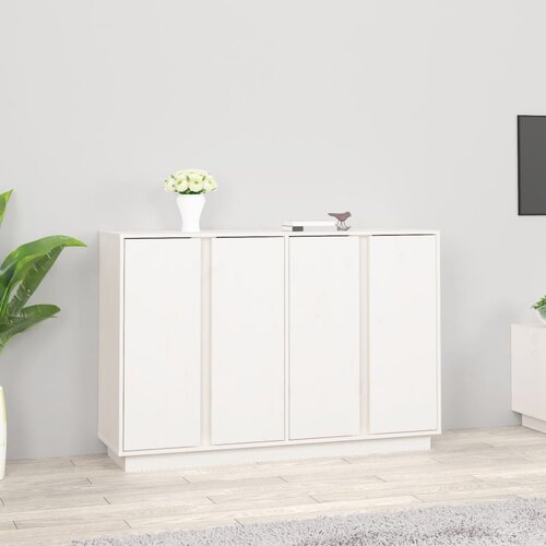 VidaXL Komoda bela 120x35x80 cm trdna borovina Slike