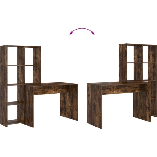 VidaXL Stol Dimljeni hrast 138.5 x 55 x 143 cm Konstruirano drvo Slike