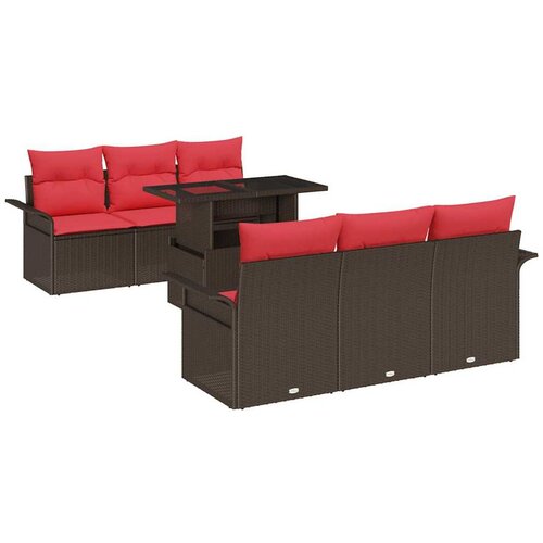 vidaXL Vrtna sedežna garnitura z blazino 7 pcs Rjava Poly ratan, (5000021189) Cene