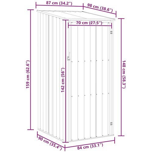  Vrtno spremi&amp;scaron;te antracit 87 x 98 x 159 cm pocinčani čelik Slike