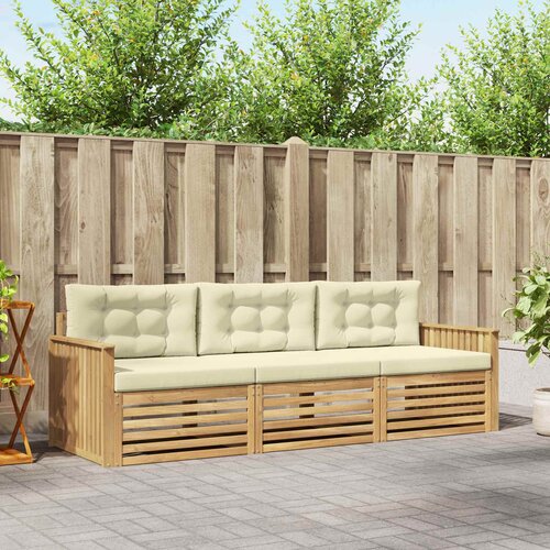  Set vanjskih sofa 3 kom. Bijela i krem Čvrsto drvo akacije Cene
