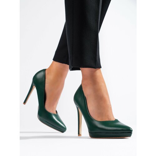SHELOVET Dark green high heel pumps Cene