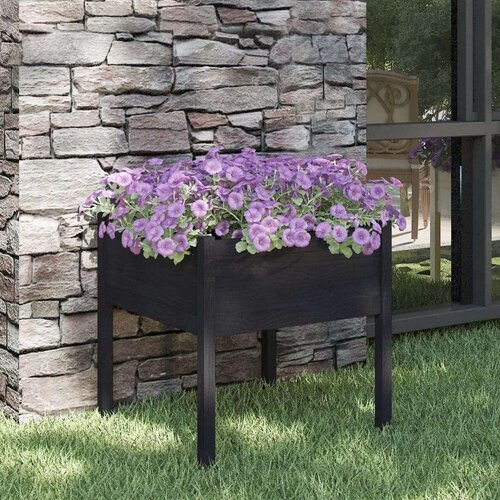 vidaXL Vrtna sadilica crna 70 x 70 x 70 cm od masivne borovine Cene