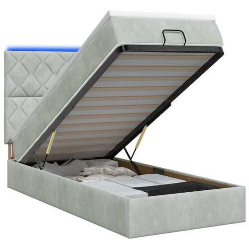 vidaXL Krevet od pjene s madracem i LED-om Svjetlosiva 90 x 200 cm - Svjetlosiva 90 x 200 cm Dizajn s rombovima Cene