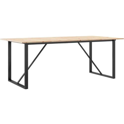  Blagovaonski stol O-oblika 200x100x75 cm od borovine i željeza Slike