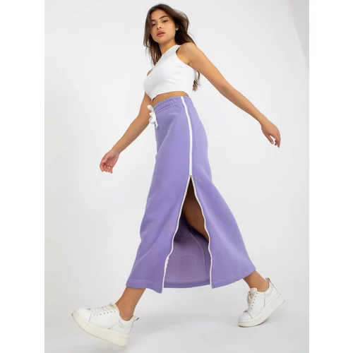 Fashion Hunters Light purple midi skirt with a zipper