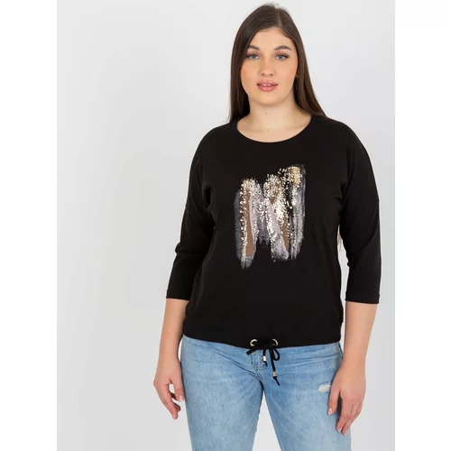 Fashion Hunters Black blouse plus size with glossy print