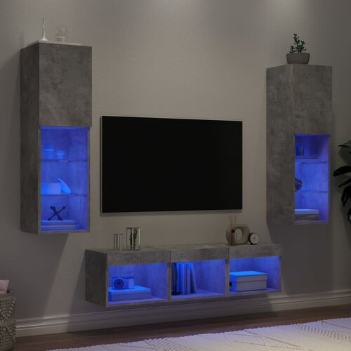 VidaXL Komplet TV omaric LED 5-delni betonsko siv inženirski les Slike