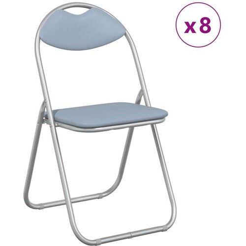  Sklopiva stolica 8 pcs Sivi 48 x 43 5 x 81 cm Lažna koža - Sivi 8 Slike