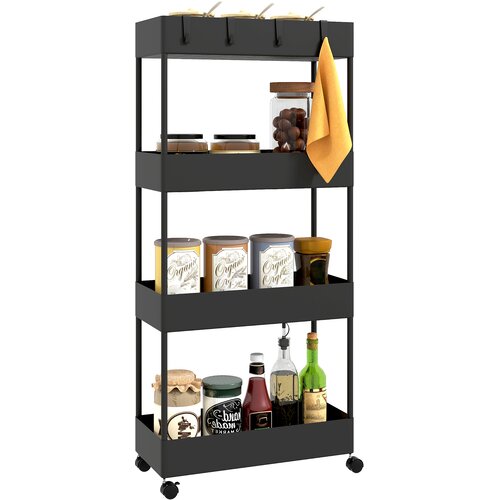 HOMCOM kuhinjski voziček jeklo, plastika 40D x 19&Scaron; x 90V cm črno, (5000242704) Cene