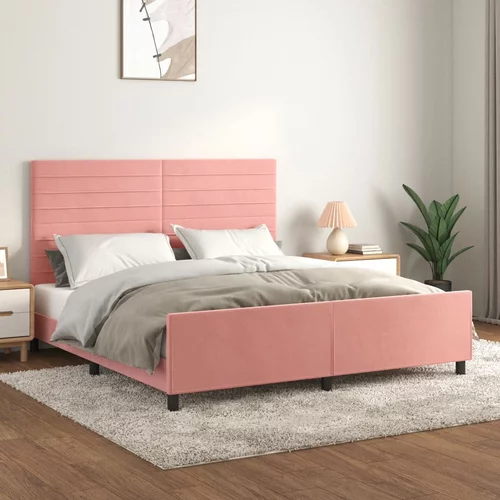  Okvir za krevet s uzglavljem ružičasti 160x200 cm baršunasti