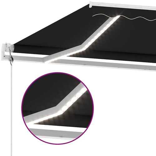  Automatska tenda sa senzorom za vjetar LED 600x300 cm antracit Slike