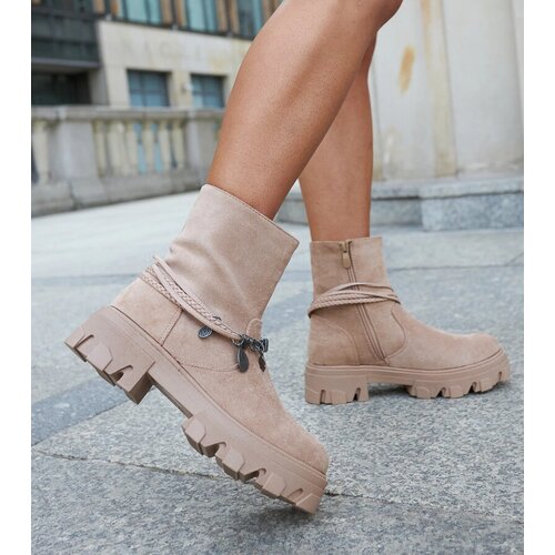 Gemre Beige ankle boots with decorative bracelet Geraldo Cene