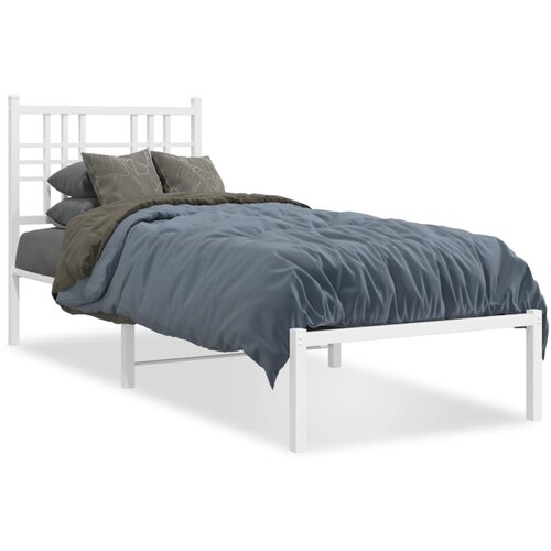 vidaXL Metalni okvir za krevet s uzglavljem bijeli 75x190 cm Cene