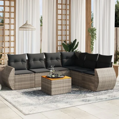 vidaXL 7-dijelni set vrtnih sofa sivi od poliratana