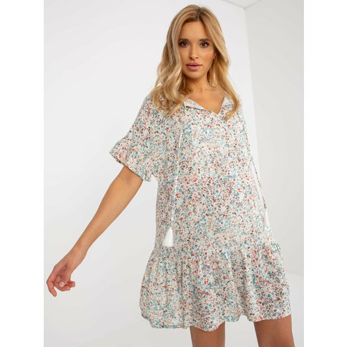 Fashion Hunters SUBLEVEL white loose floral dress with ruffle Slike