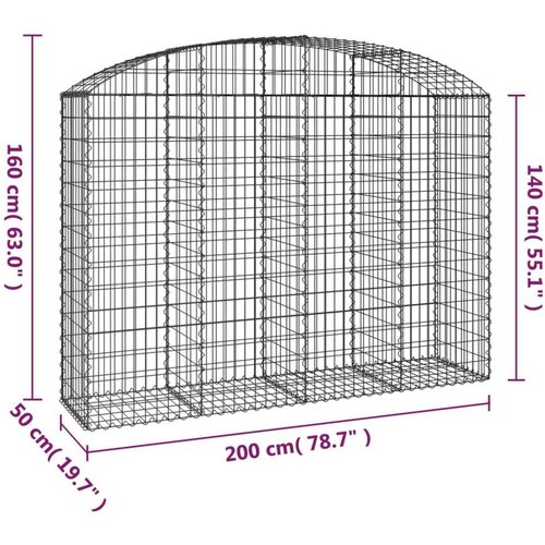  Gabionska košara s lukom 200x50x140/160 cm pocinčano željezo Cene