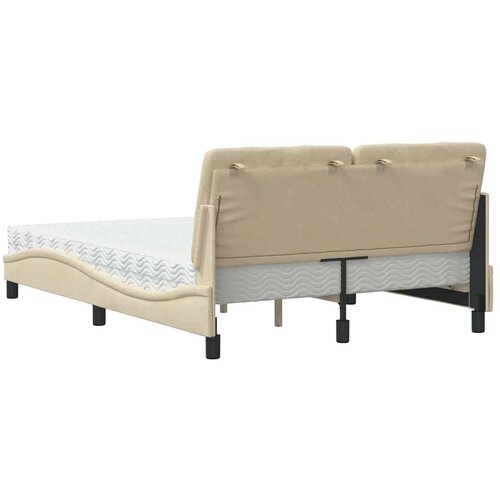  Krevet s madracem krem 140 x 190 cm od tkanine Slike