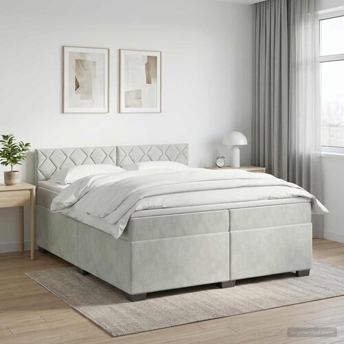  Boxspring krevet s madracem Svjetlosiva 200 x 200 cm Bar&scaron;un Cijene
