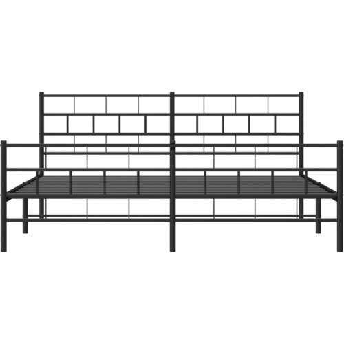  Metalni okvir kreveta uzglavlje i podnožje crni 200x200 cm Slike