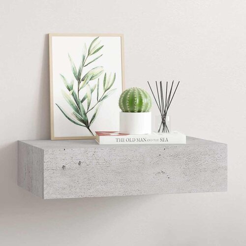  Zidna polica s ladicom siva boja betona 40 x 23,5 x 10 cm MDF Cijene