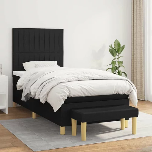  Box spring postelja z vzmetnico črna 100x200 cm blago, (20895393)