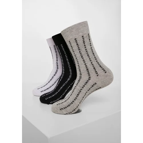 MT Accessoires Fuck You Socks 3-Pack Black/Grey/White