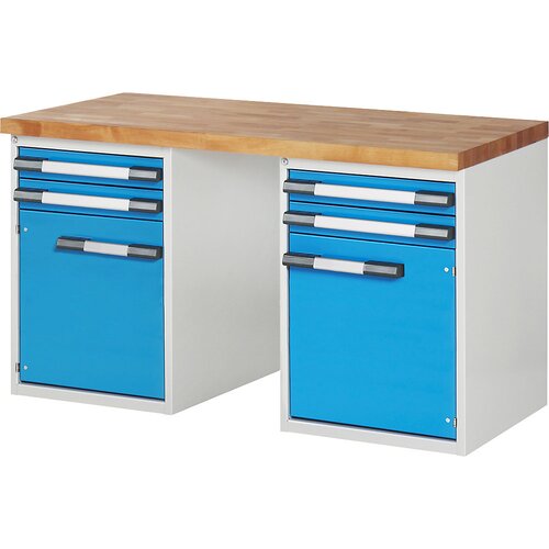 eurokraft pro delovna miza, modularni sistem serije 7, 4 predali, 2 vrat, šxg 1500 x 700 mm Cene