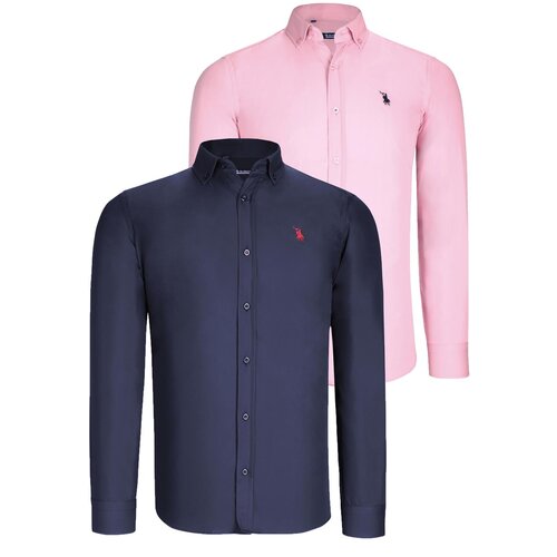 Dewberry DUAL SET G725 MENS SHIRT-NAVY BLUE-PINK Cene