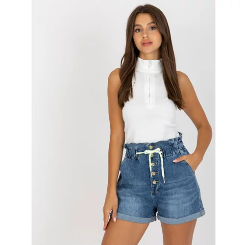 Fashion Hunters Blue denim shorts with buttons