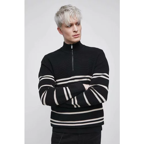 Medicine Pamučni pulover za muškarce, boja: crna, s poludolčevitom