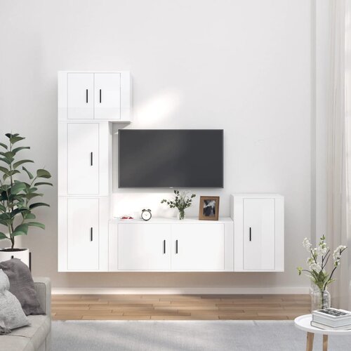 VidaXL 5-dijelni set TV ormarića sjajni bijeli konstruirano drvo Slike