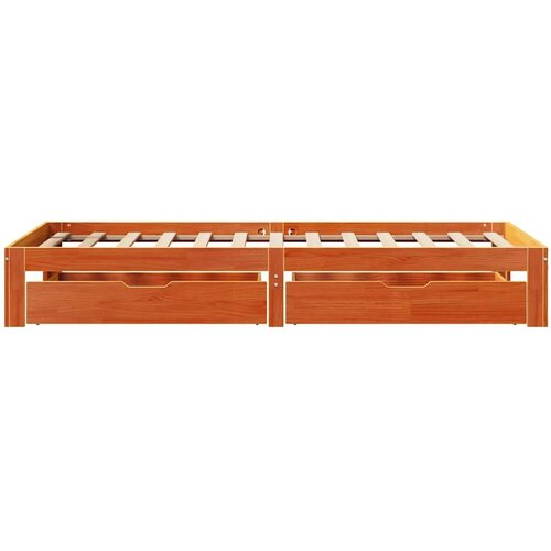 vidaXL Posteljni okvir s predali vo&scaron;čeno rjav 90x190 cm trdna borovina Cene
