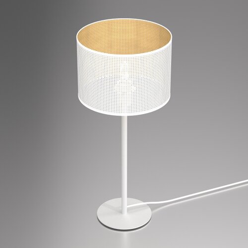  Stona lampa LOFT SHADE 1xE27/60W/230V, prečnik 25 cm, bela/zlatna Slike