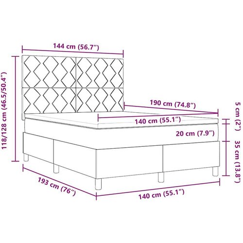 VidaXL Box spring krevet Tamno siva 140 x 190 cm tkanina Slike