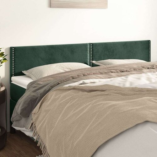  Posteljno vzglavje 2 kosa temno zeleno 100x5x78/88 cm žamet Slike