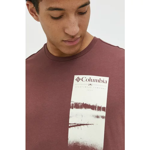 Columbia Bombažna kratka majica bordo barva