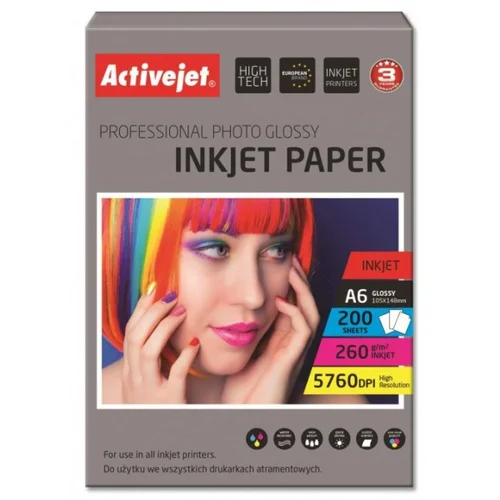  papir Activejet 10 x 15 cm, Inkjet Glossy 260g, 200/1