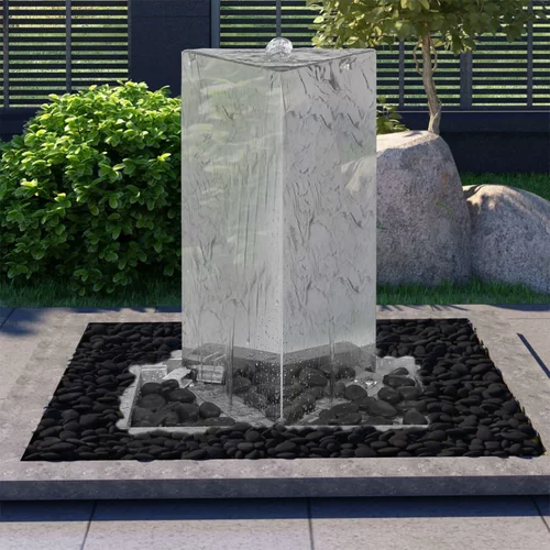 vidaXL Vrtna fontana s črpalko nerjaveče jeklo 76 cm trikotna