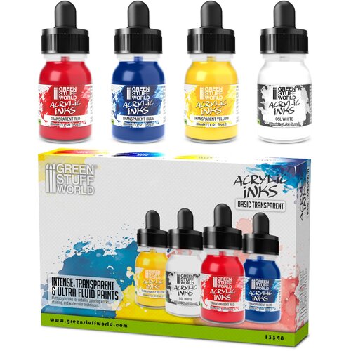 Green Stuff World Transparent Acrylic Inks Set – 4 boje | Transparentni inkovi Cene