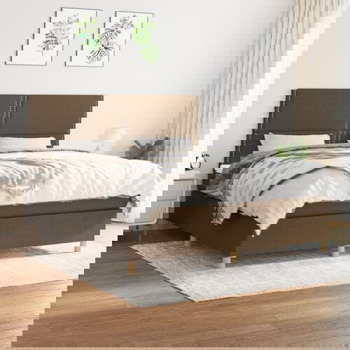 The Living Store Box spring postelja z vzmetnico temno rjava 180x200 cm blago - Box Spring Postelja, (21518376) Cene