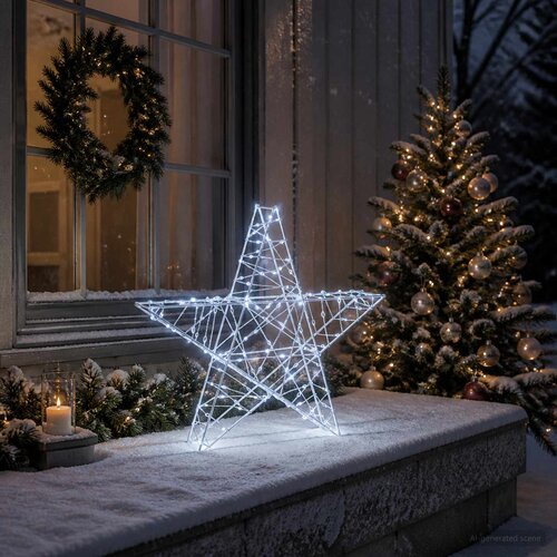  3D božićna zvijezda 120 LED lampica Hladno bijela Slike
