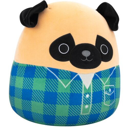 Squishmallows Prince rjavi mops v karirasti srajci, 30 cm Slike