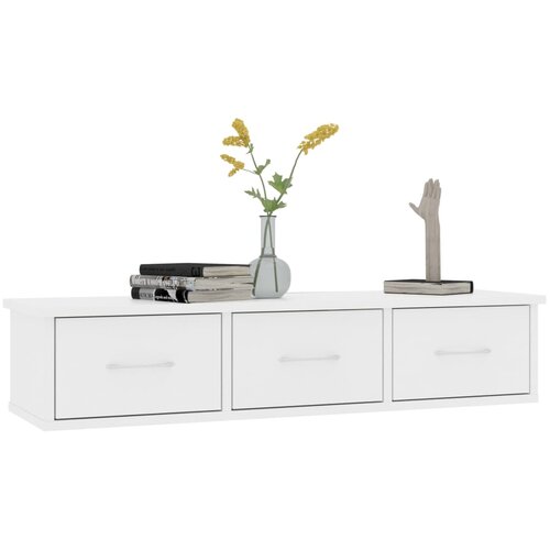  Zidna polica s ladicama bijela 88x26x18,5 cm konstruirano drvo Slike