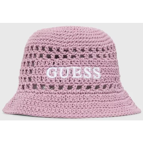Guess Otroški bombažni klobuk roza barva