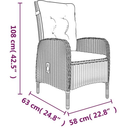 VidaXL 5-dijelni vrtni blagovaonski set s jastucima sivo-crni Slike